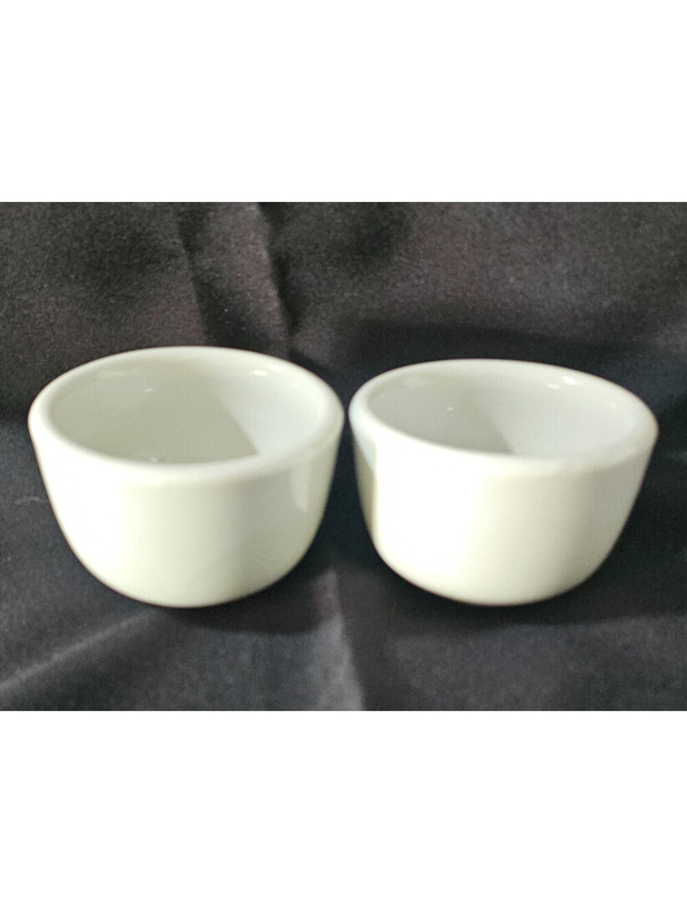 (2pc) Vintage Unbranded Thick Sake Teacup Cup White Porcelain 2" Asian Oriental